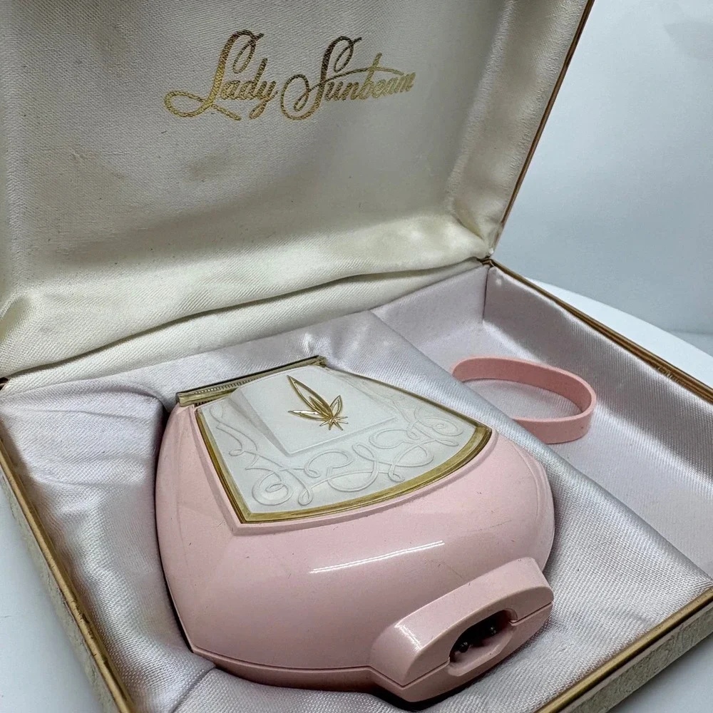 1960s Lady Sunbeam LS5-1 Electric Shaver Pink Gold Starburst Original‎ Box MCM